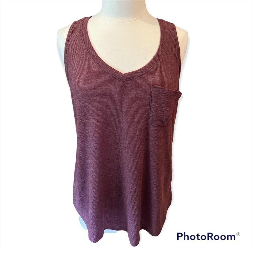 Bozzolo Mauve Heathered Tank Oversized Feint Pocket Round Hem size 1X‌‌‌‌‌